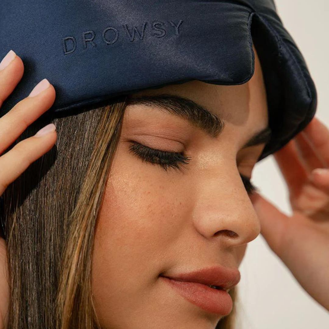 Drowsy Eyelash Protecting Silk Sleep Mask - Midnight Blue