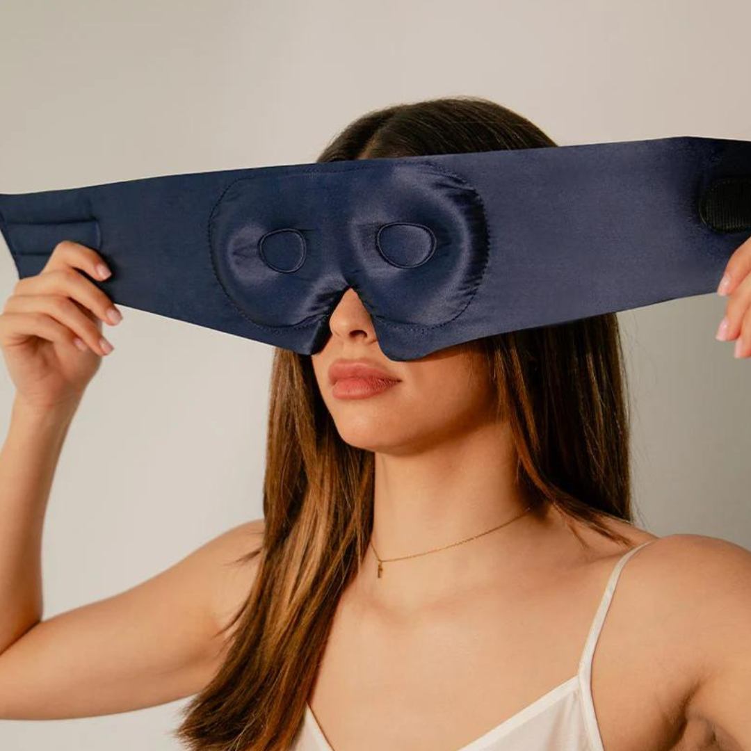 Drowsy Eyelash Protecting Silk Sleep Mask - Midnight Blue